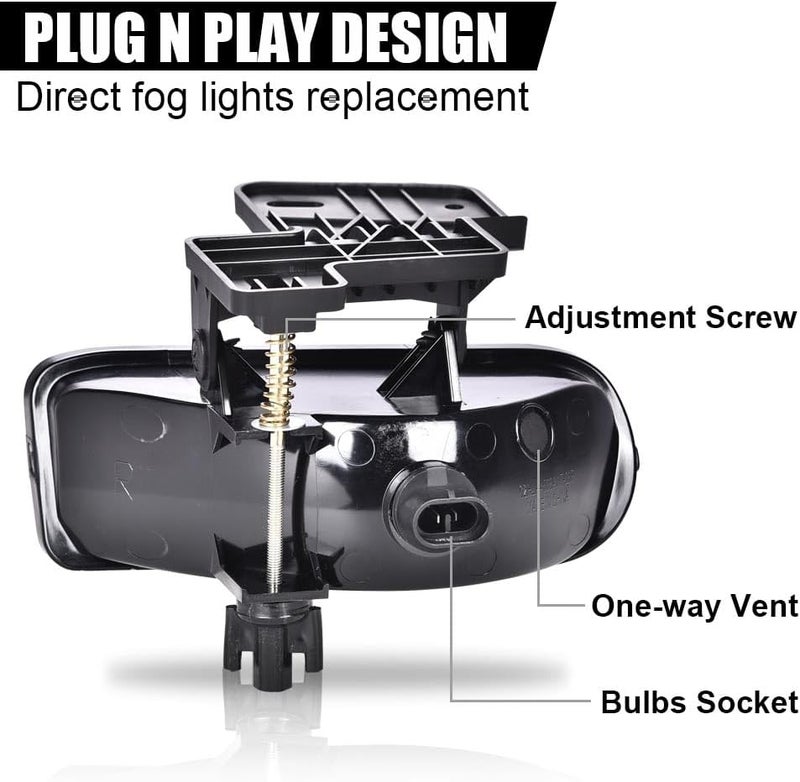 DOTCOM Front Fog Lights Assembly Compatible with GMC Yukon/Yukon XL 2000-2006(Do not Compatible with Denali models),Driving Fog Lamps Driver & Passenger Side Pair,Clear lens - Image 4